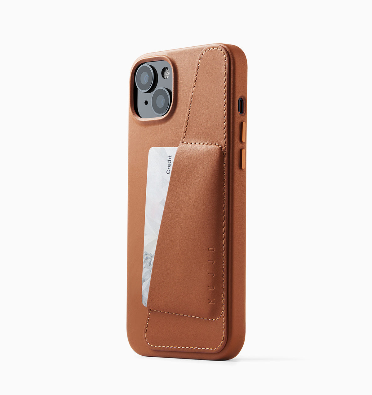 Mujjo Full Leather Wallet Case - iPhone 14 Plus - Tan
